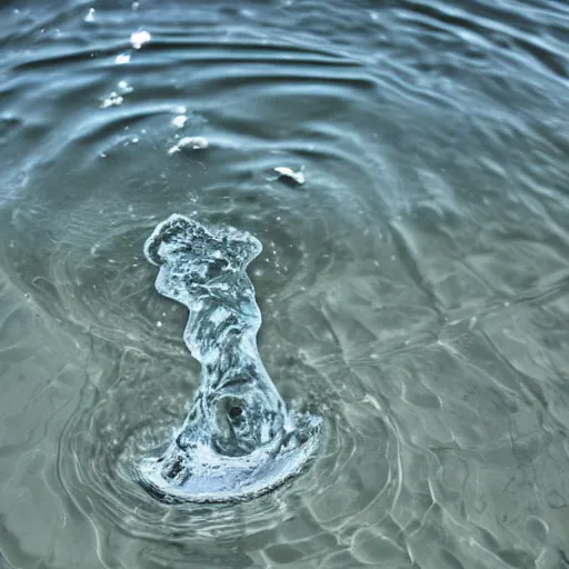 Prompt: breaking the surface tension of water, photograph