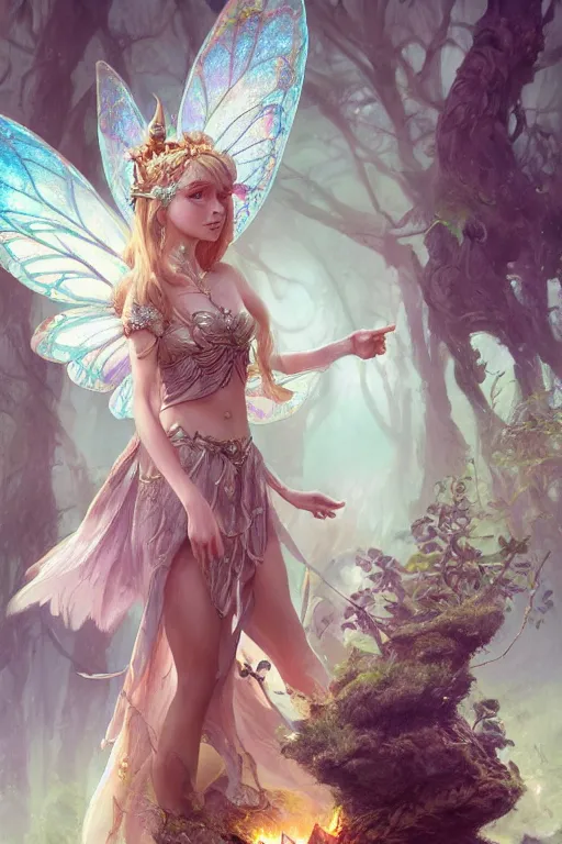 Image similar to fairy princess, highly detailed, d & d, fantasy, highly detailed, digital painting, trending on artstation, concept art, sharp focus, illustration, art by artgerm and greg rutkowski and fuji choko and viktoria gavrilenko and hoang lap