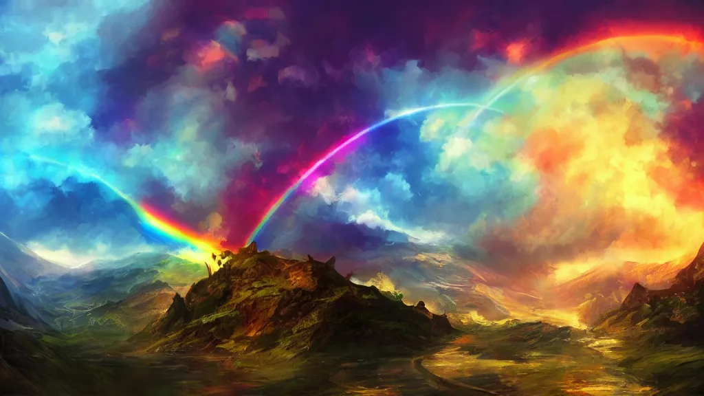 Prompt: rainbow, fantasy artwork, award winning, very very very very very very very beautiful scenery, artstation