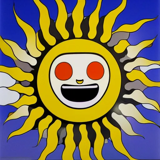 Image similar to sun shining through clouds, Takashi Murakami, Minimalist,