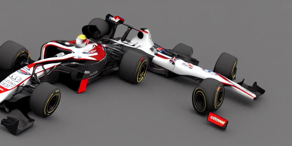 Image similar to a 3d rendering of a formula one car, rendered in cryengine