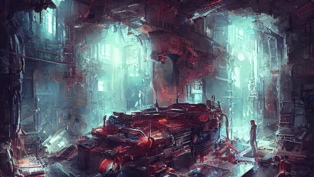 Image similar to there needs to write to somebody's notebook by blood, as it's like underground and there isn't exit, digital art, illustration, highly detailed, art by finnian macmanus