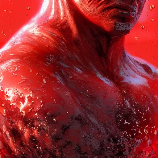 Prompt: portrait of guts from berserk submerged in red water, extremely detailed, made by Justin Fields artstation, zbrush