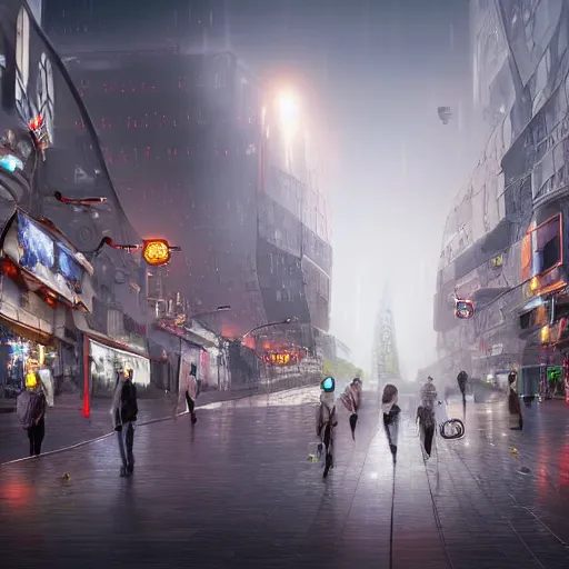 Image similar to thata giant artificial intelligence system designed to collect images of people around the world and enhance their creative processes by mining, selling, selling, and, bya beautiful 3 d matte painting about a futuristic, futuristic street, by gros