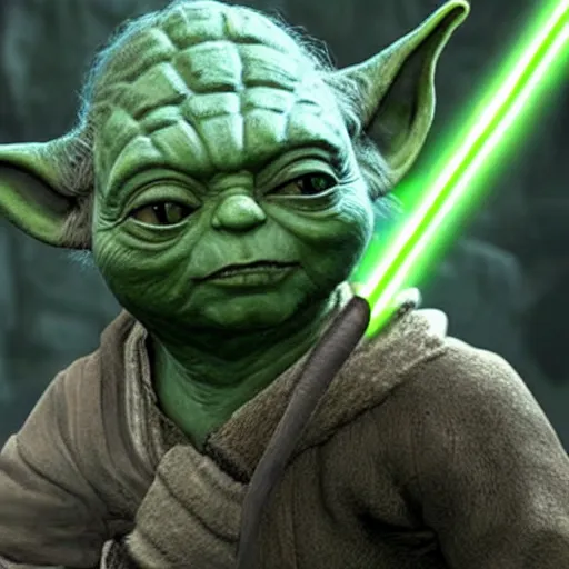Prompt: Yoda in Skyrim