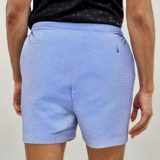 Image similar to blue short pants made of nylon with White dots