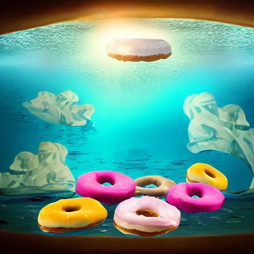 Image similar to donut under water sea , sunk deep water view , under water pictures