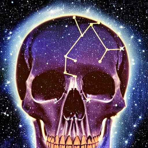 Prompt: a constellation in the shape of a skull nasa hubble telescope james webb ultra realistic hi def