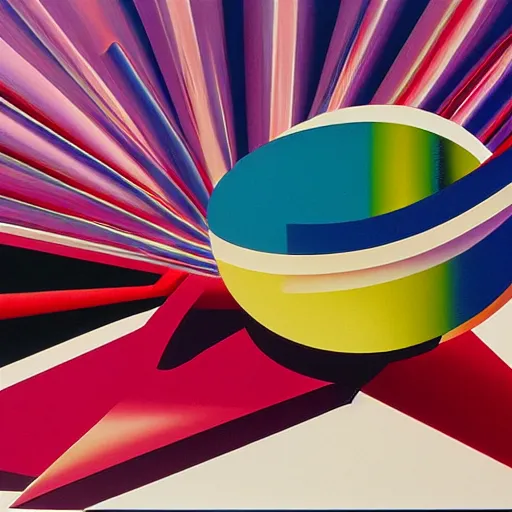 Image similar to an airbrush painting by James Rosenquist behance geometric abstract art vorticism