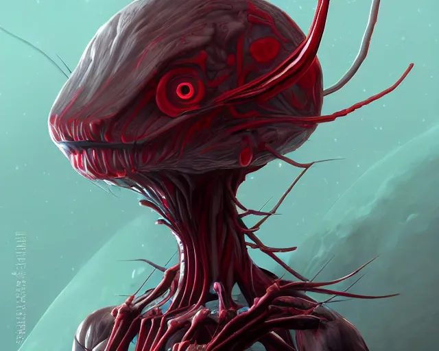 Prompt: alien creature, red, eyes growing on creature, spindly ; high detailed artwork by ilya kuvshinov ; sci - fi, detailed, scary, dangerous ; trending on artstation!!