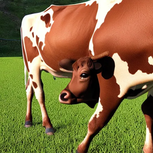 Cow-made-of-straw color full-size hyper-realistic on Craiyon