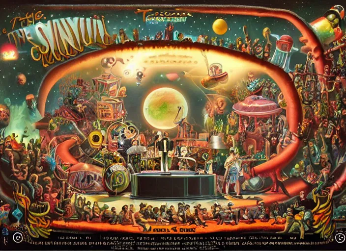 Image similar to the intergalactic concert, lowbrow, matte painting, 3 - d highly detailed, in the style of mark ryden,