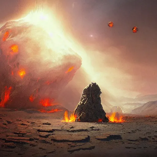 Image similar to A digital painting of a meteorite containing an insect hive burning up in the atmosphere, Wayne Barlowe Greg Rutkowski Jessica Rossier