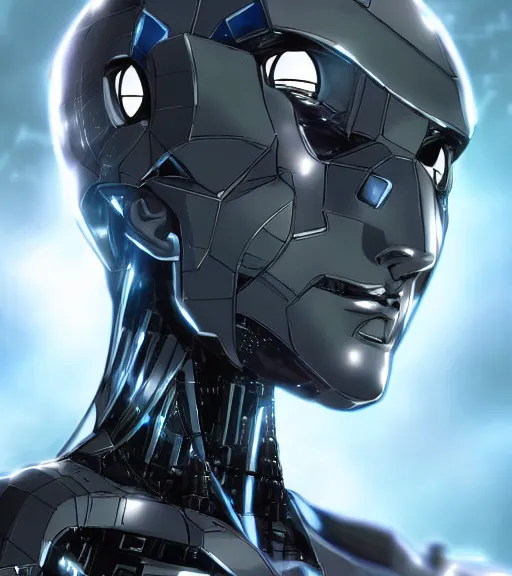 Prompt: anime robot portrait detailed rendering realistic 3d hd key visual official media with frank Miller Alex Ross giger style trending