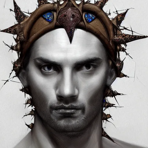Prompt: portrait of a lizard as jesus, surrealist, crown of thorns, cross, christianity, intricate, elegant, highly detailed, centered, grungy, digital painting, artstation, concept art, smooth, sharp focus, boris vallejo