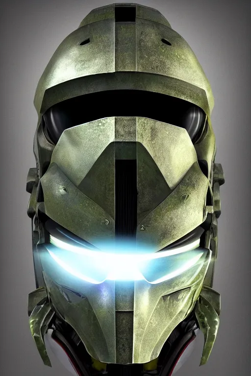 Image similar to robot ninja mask helmet halo master chief radiating a glowing aura global illumination ray tracing hdr fanart arstation by ian pesty and katarzyna da „ bek - chmiel