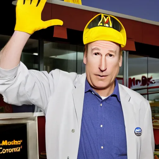 Image similar to Bob Odenkirk works as McDonalds in Mcdonalds uniform