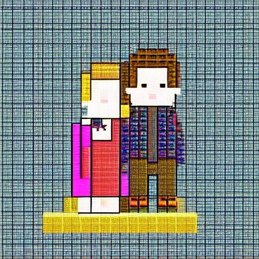 Image similar to young adult couple, 1 6 bit pixel art