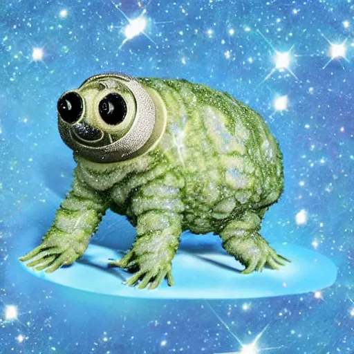 Image similar to tardigrade, water bear, covered in diamonds