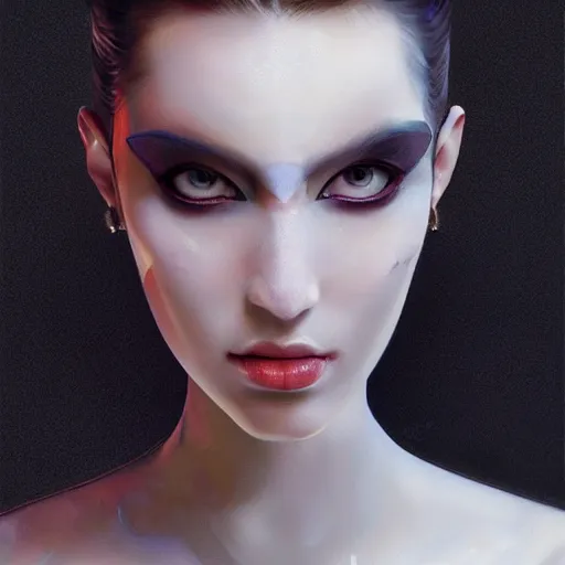 Prompt: A masterpiece portrait of a Incredibly beautiful futuristic high fashion russian model girl with designer bird mask made of latex. trending on artstation, digital art, by Stanley Artgerm Lau, WLOP, Rossdraws, James Jean, Andrei Riabovitchev, Marc Simonetti, Yoshitaka Amano