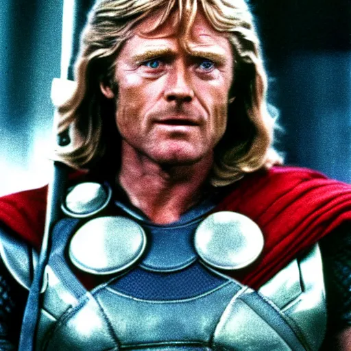 Image similar to still of robert redford as thor in thor ( 1 9 7 5 )