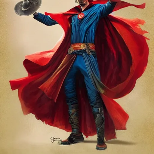 Image similar to doctor strange wearing a sombrero geog darrow greg rutkowski