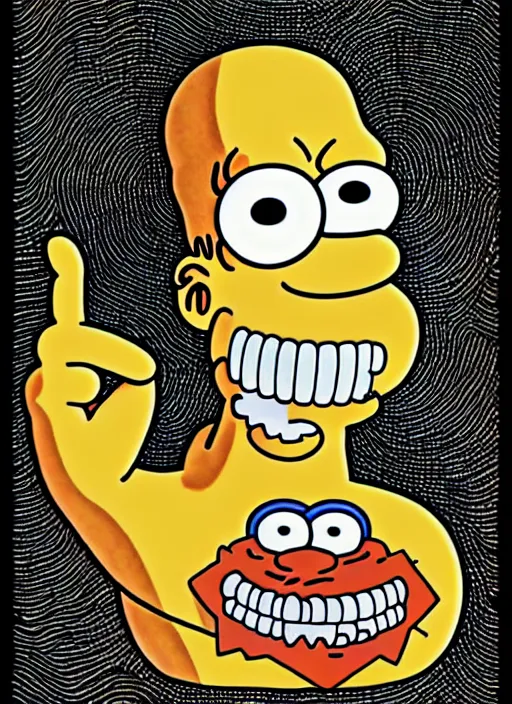 Image similar to junji ito style portrait of homer simpson, intricate, highly detailed, illustration, art by junji ito, junji ito