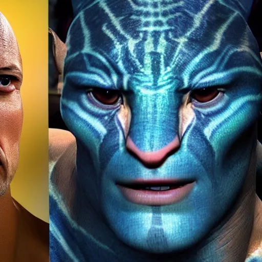 Image similar to Dwayne Johnson in Avatar 4K quality super realistic