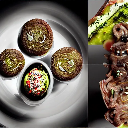 Image similar to disgusting, but futuristic food, professional food photography