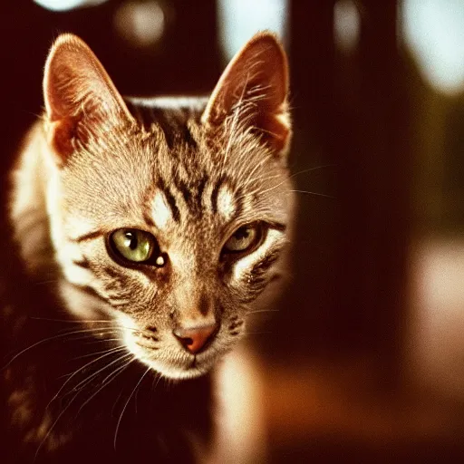 Image similar to a genetic combination of 🐱 and 🐶, sharp focus, award winning photography, detailed eyes, cinestill 8 0 0 t,