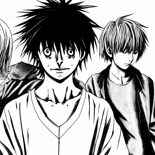 Image similar to 2 1 savage in death note style anime