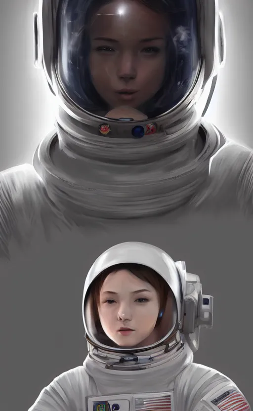 Image similar to highly detailed, high resolution, character design art, stunning, volumetric lightning, realistic tools, astronaut style, matte, sharp focus, 150mm, illustration, artstation, by kuvshinov ilya, realistic human anatomy, simple design, realistic astronaut gear