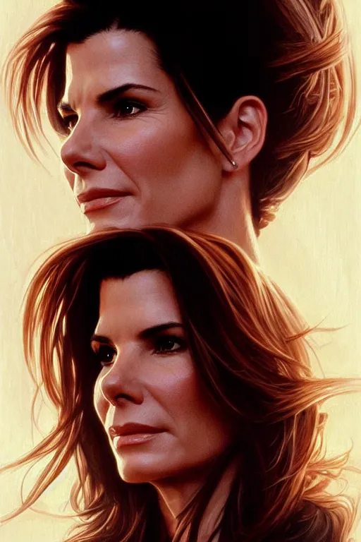 Image similar to sandra bullock in the movie independence day 1 9 9 6, realistic portrait, symmetrical, highly detailed, digital painting, artstation, concept art, smooth, sharp focus, illustration, cinematic lighting, art by artgerm and greg rutkowski and alphonse mucha