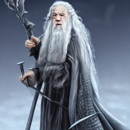 Image similar to ultra realistic illustration, danny devito as gandalf the white from lord of the rings movie, full body, high quality, highly detailrd, wide angle, illustration, digital art, full color