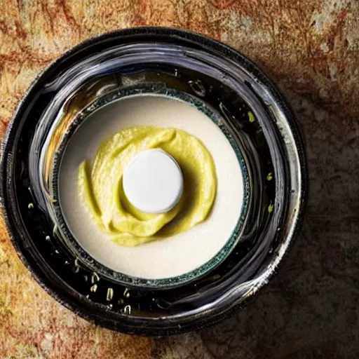 Prompt: New cyberpunk superfood called canned mayonnaise, flashy commercial from the future