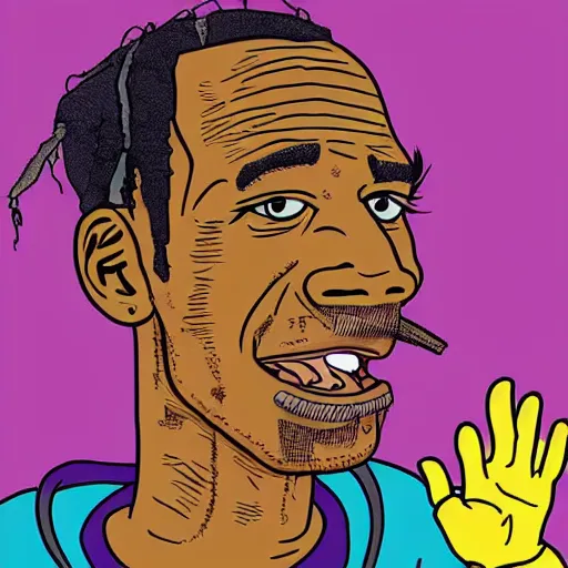 travis scott drawn in the style of the simpsons | Stable Diffusion ...