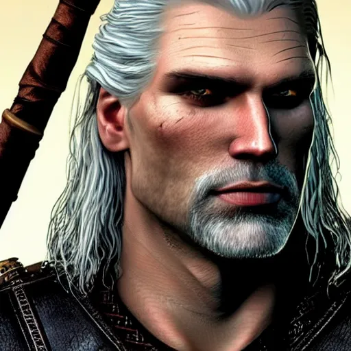 Image similar to anson mount as geralt, photorealistic