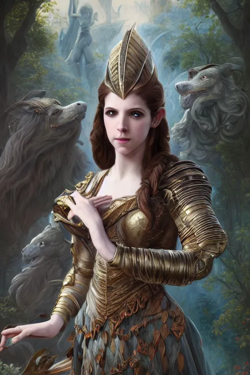 Image similar to A fantasy book style portrait painting of a hybrid Anna Kendrick, Anya_Taylor-Joy as a Mystical Valkyrie, Anubis-Reptilian, Atlantean Warrior, François Boucher, Oil Painting, unreal 5, DAZ, hyperrealistic, octane render, Regal, Refined, Detailed Digital Art, RPG portrait, William-Adolphe Bouguereau, Michael Cheval, Walt Disney (1937), Steampunk, Volumetric Golden dappled dynamic lighting, Highly Detailed, Cinematic Lighting, Unreal Engine, 8k, HD