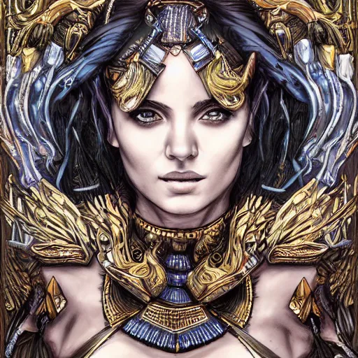 Image similar to a beautiful portrait of a new unique Greek goddess of destruction, hyper detailed