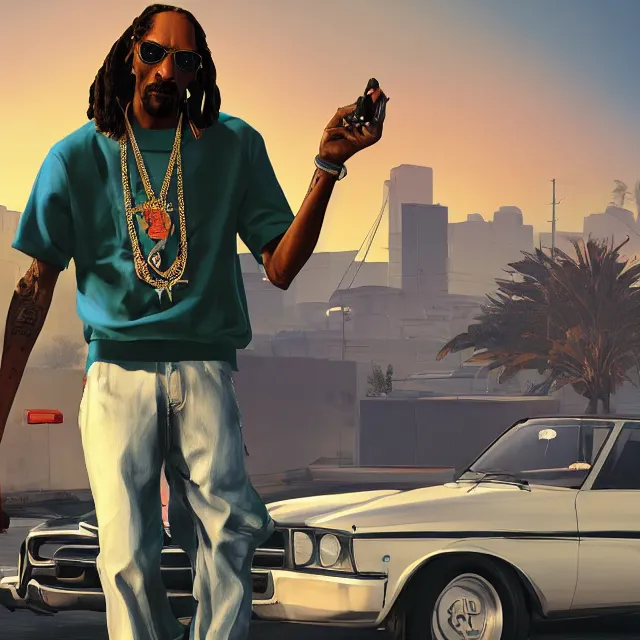 Prompt: snoop dogg in gta v, videogame render, 4 k, artstation