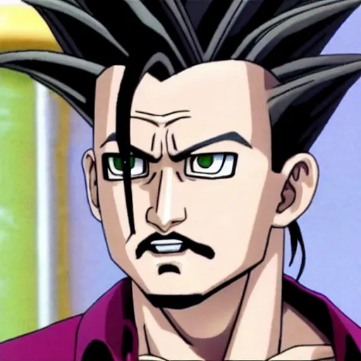 Prompt: a still of johnny depp as an animated version of himself in dragon ball z