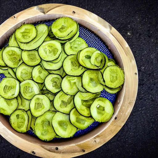 Prompt: a pickleball made of pickles, 4k, photo