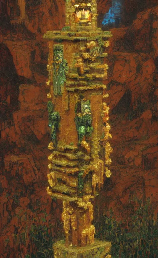 Image similar to Minecraft Herobrine Totem,painting by Gaston Bussiere, Craig Mullins