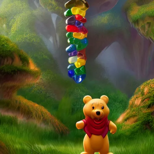 Image similar to photorealistic disney's adventures of the gummi bears, award winning photo, 4 k