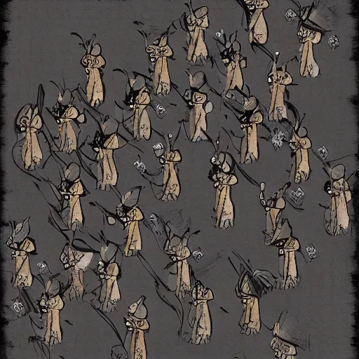 Prompt: phalanx of ashigaru mice, digital painting