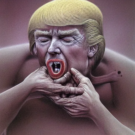 Image similar to Donald Trump. Putrid. Zdzisław Beksiński