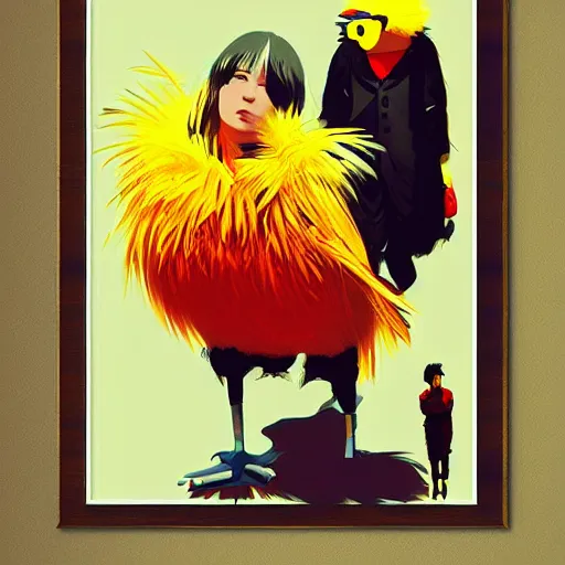 Prompt: illustration of big bird on lcd by ilya kuvshinov katsuhiro otomo