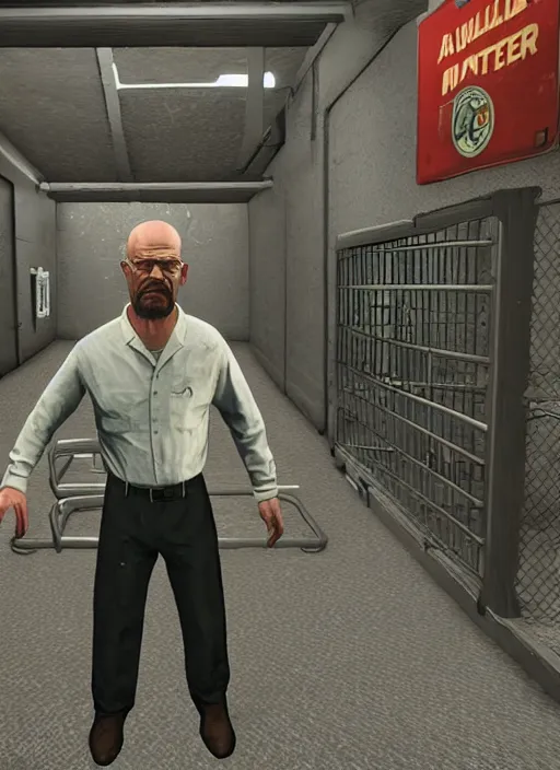 Prompt: walter white holding prison bars in gta 5 game poster