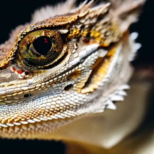 Image similar to macro photo of a bearded dragon wearing a tuxedo