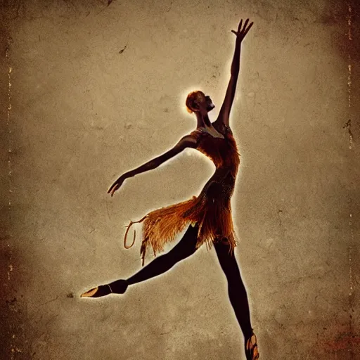 Image similar to burning man ballerina, digital art, post apocalyptic, fantasy, calligraphy